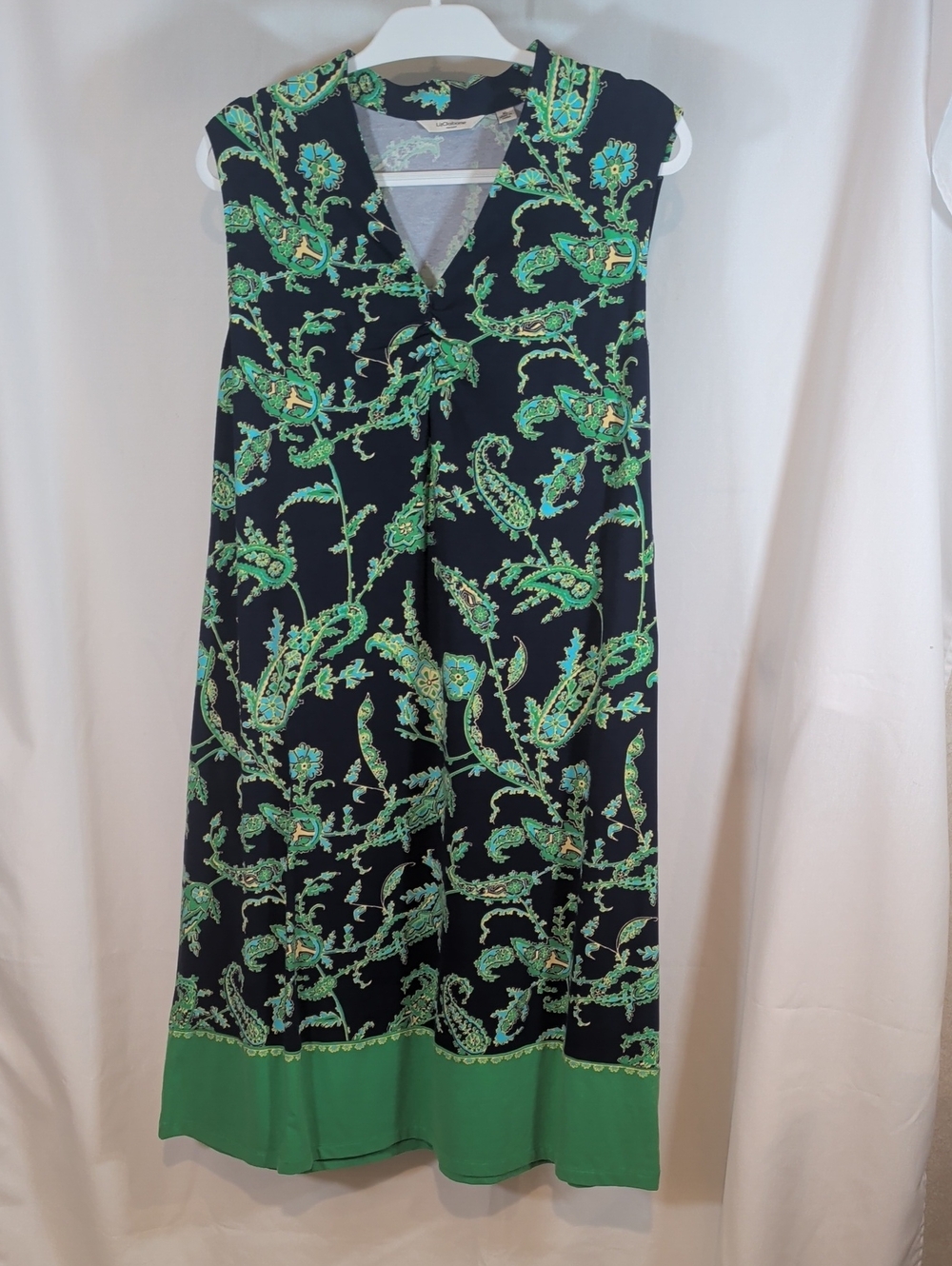 Liz Claiborne Black Dress with Green Paisley Print
